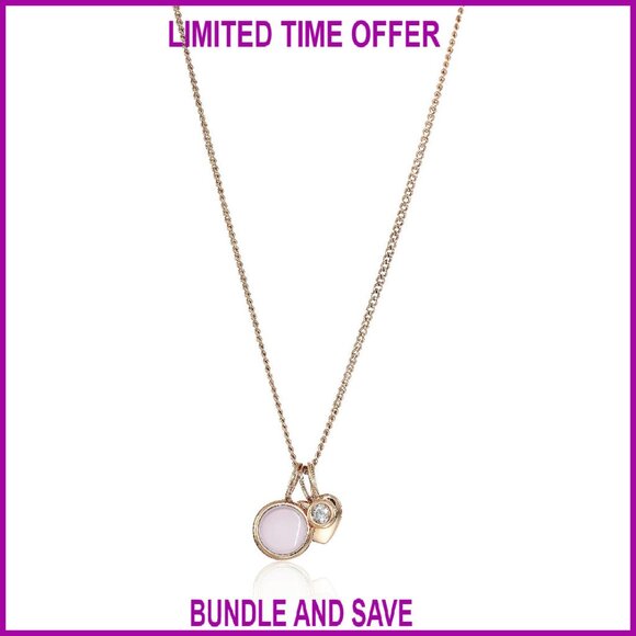 Stainless Steel Heart Pendant Chain Necklace with Quartz Charms